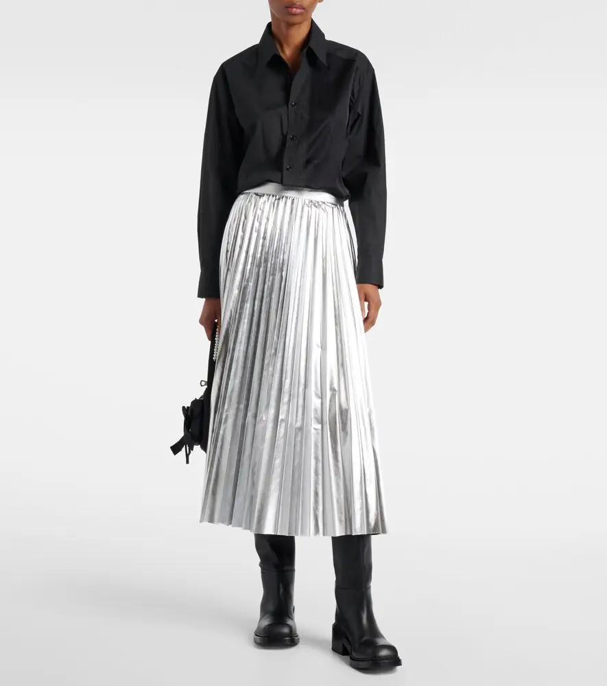 Junya Watanabe Pleated metallic-effect midi skirt | Thumbnail 2