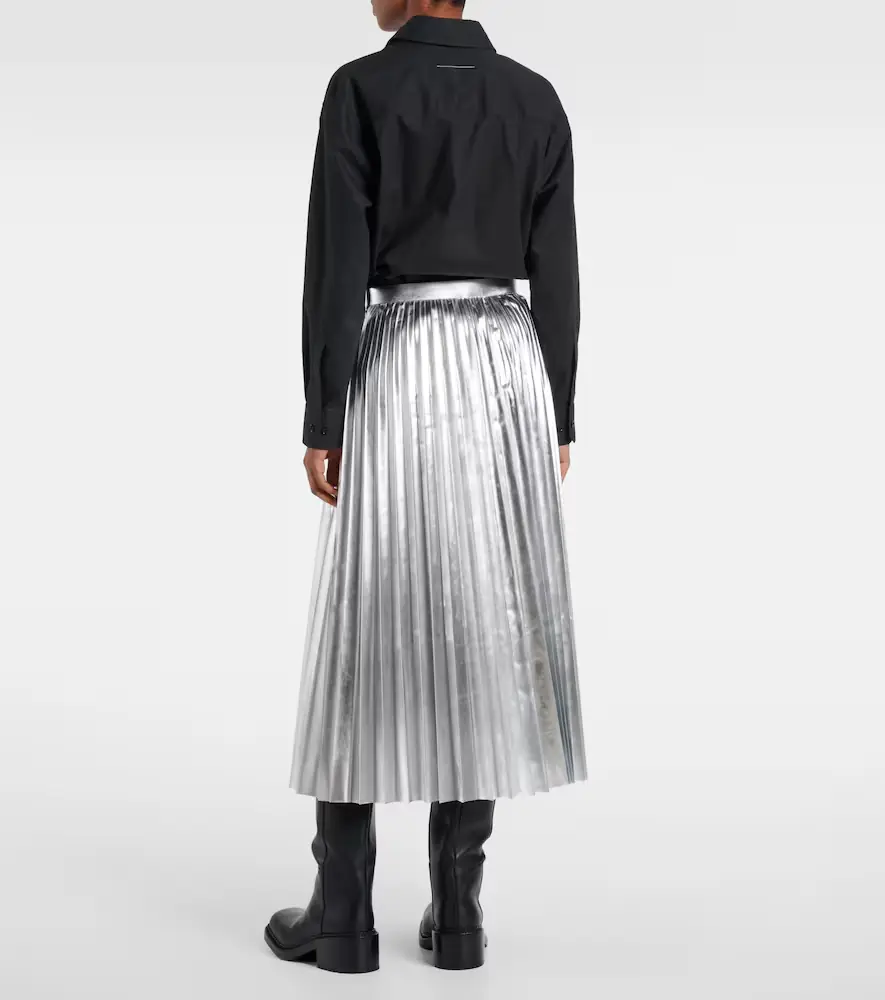 Junya Watanabe Pleated metallic-effect midi skirt | Thumbnail 4