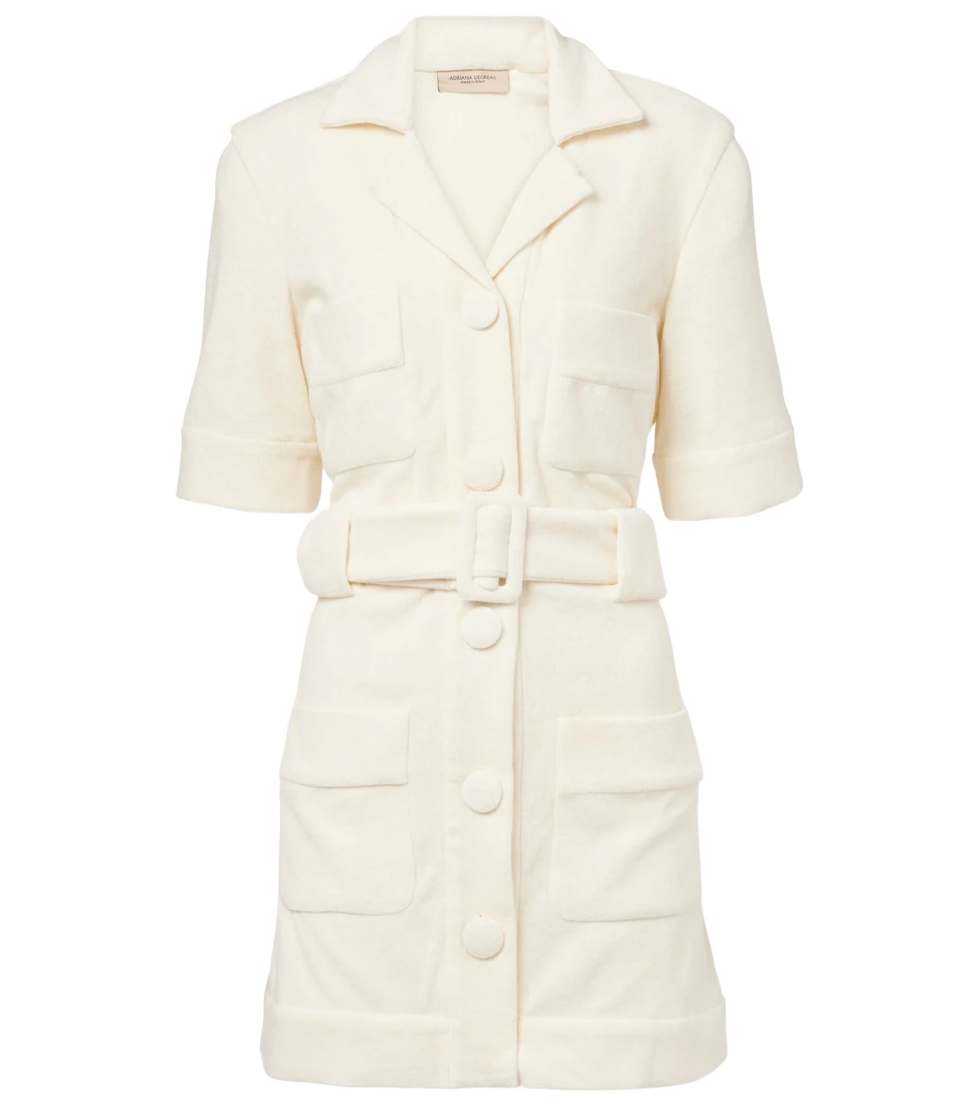 Belted cotton-blend terry minidress