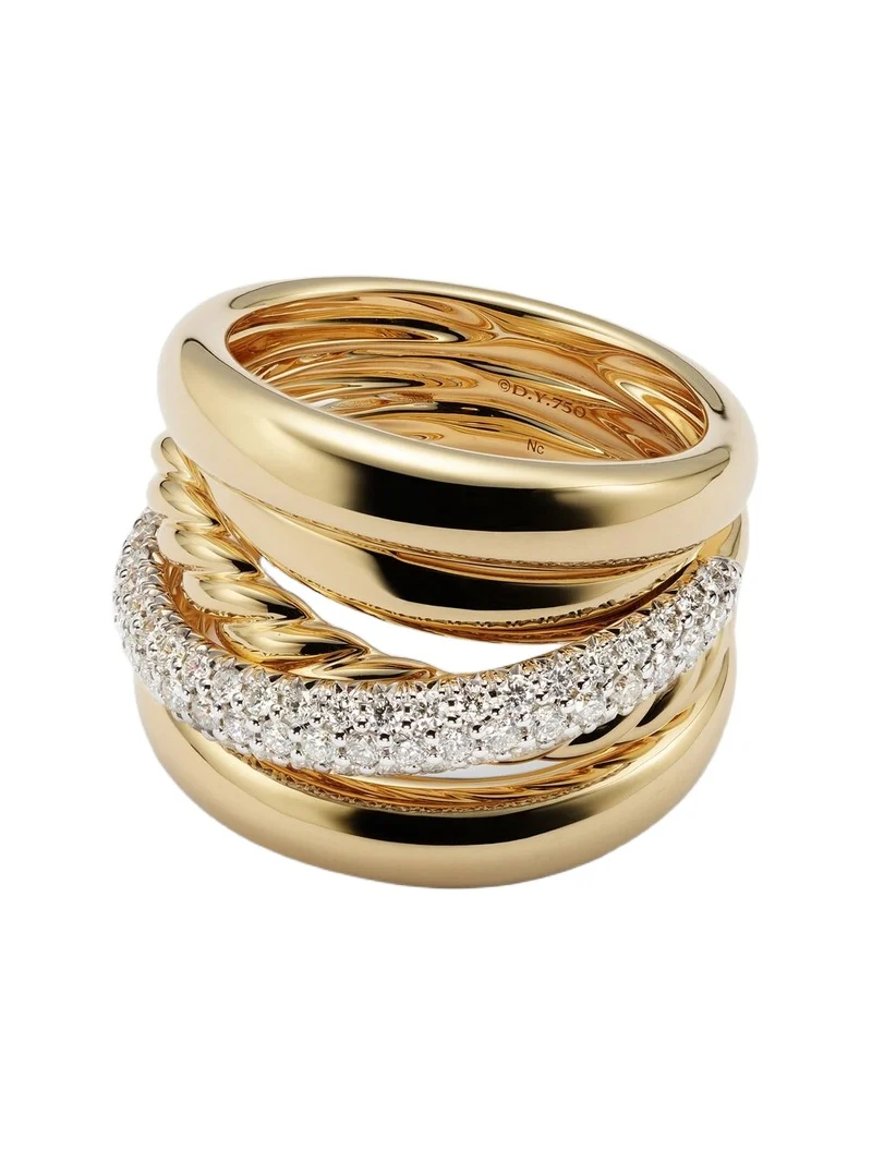 David Yurman DY Crossover 18kt gold ring with diamonds