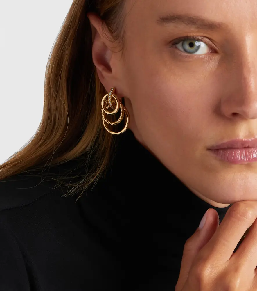 David Yurman DY Mercer Triple 18kt gold earrings with diamonds | Thumbnail 2