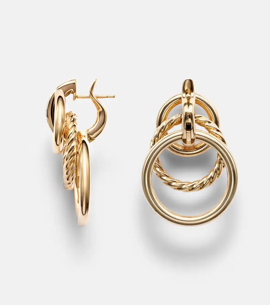 David Yurman DY Mercer Triple 18kt gold earrings with diamonds | Thumbnail 4