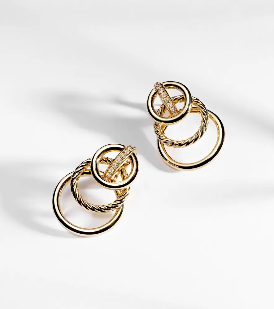 David Yurman DY Mercer Triple 18kt gold earrings with diamonds | Thumbnail 5