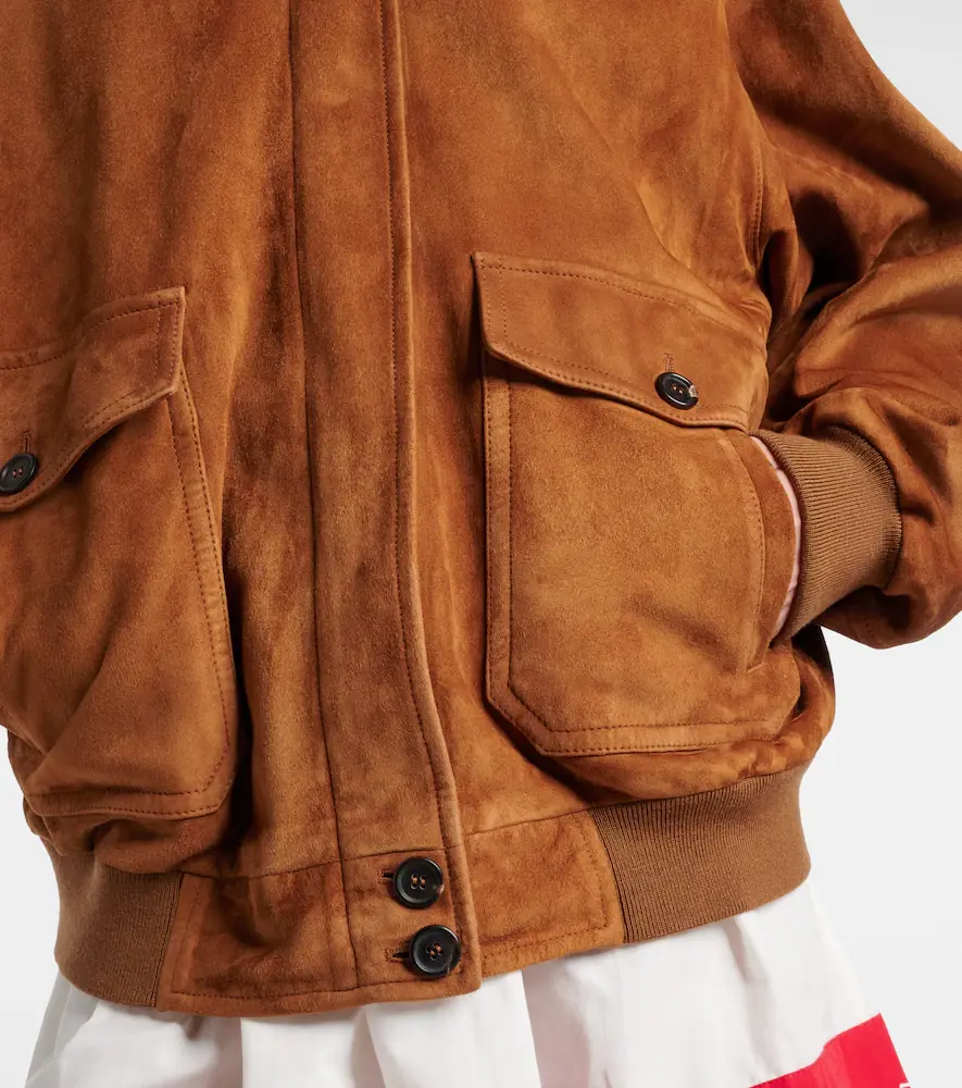 Miu Miu Logo suede blouson jacket | Thumbnail 6 Miu Miu Logo suede blouson jacket | Thumbnail 6