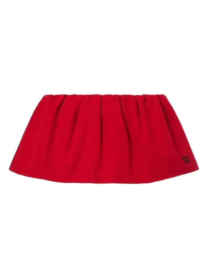 Gathered cotton poplin miniskirt