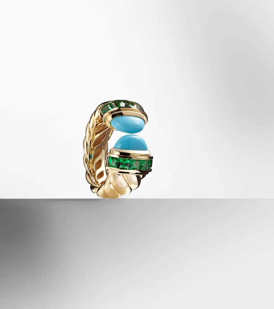 David Yurman Sculpted Cable 18kt gold ring with turquoise | Thumbnail 3