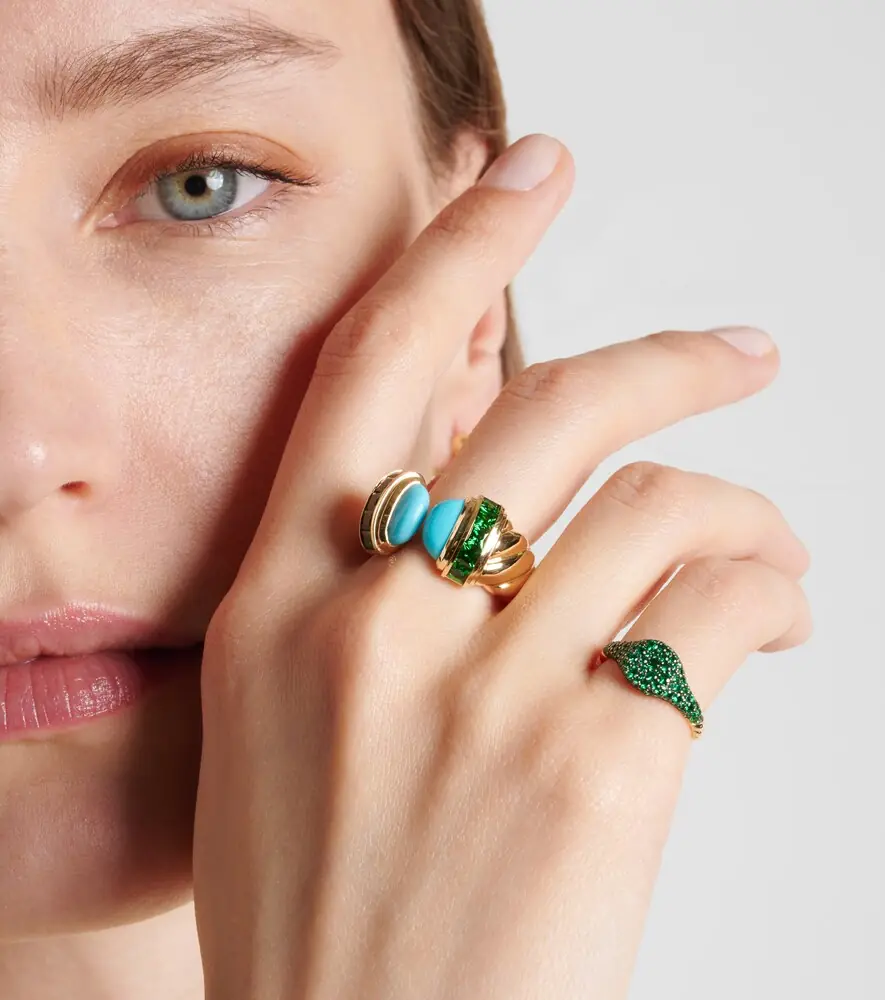 David Yurman Sculpted Cable 18kt gold ring with turquoise | Thumbnail 5