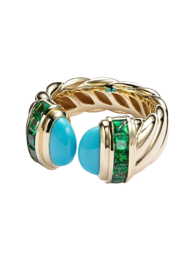 David Yurman Sculpted Cable 18kt gold ring with turquoise