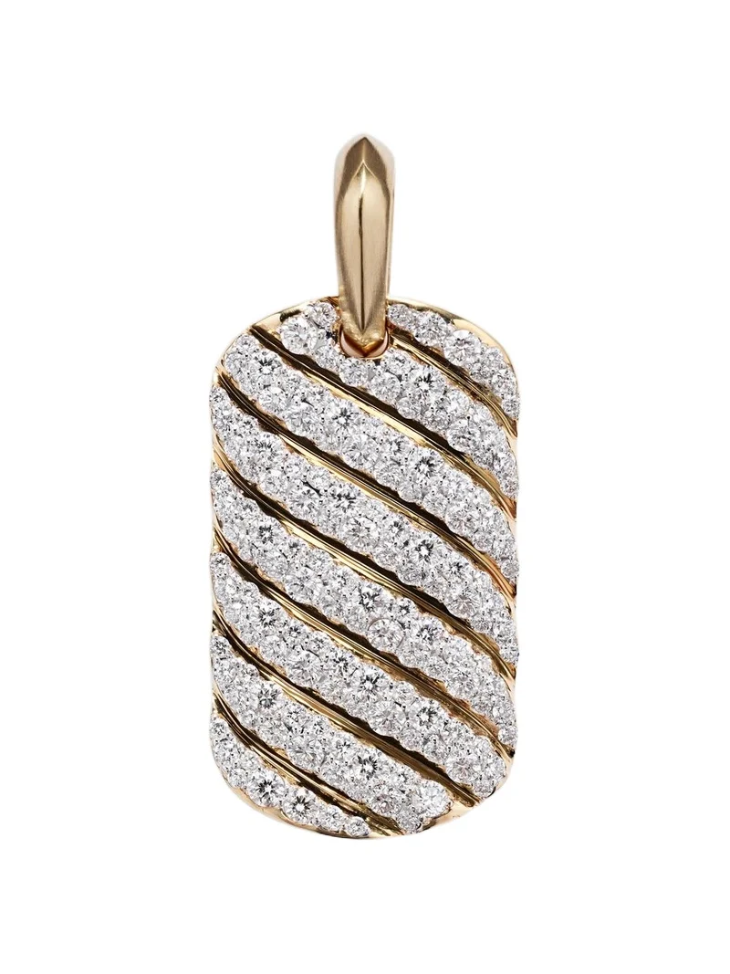 Sculpted Cable 18kt gold pendant with diamonds Sculpted Cable 18kt gold pendant with diamonds