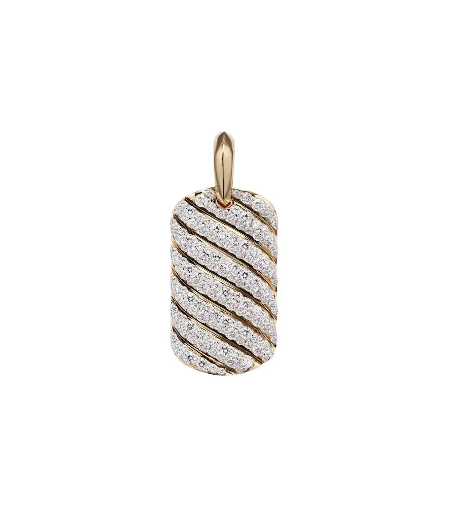 Sculpted Cable 18kt gold pendant with diamonds Sculpted Cable 18kt gold pendant with diamonds