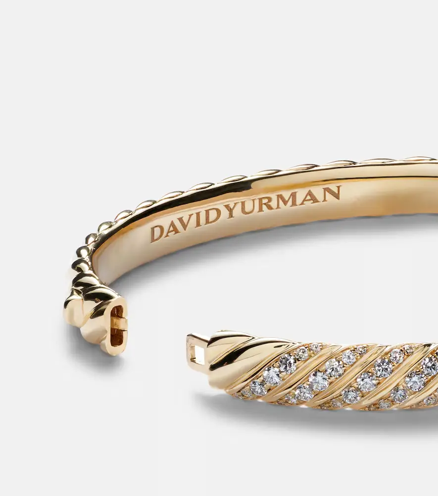 David Yurman Sculpted Cable 18kt gold bangle with diamonds | Thumbnail 2