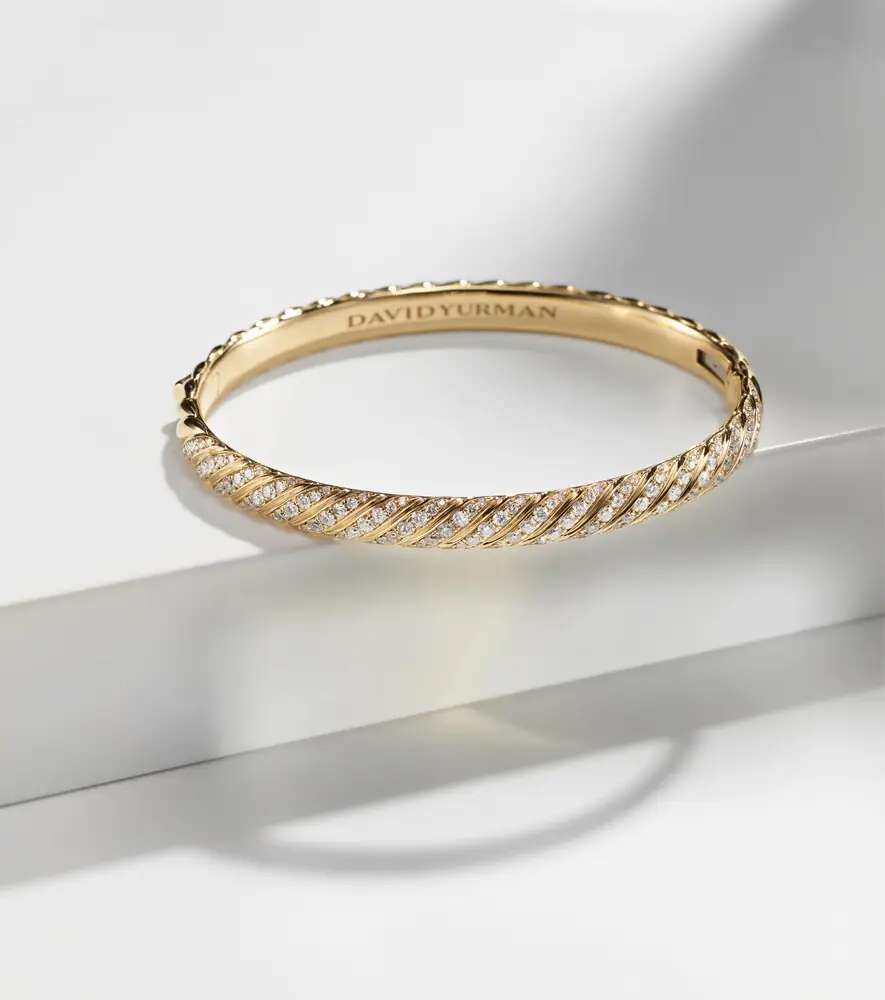 David Yurman Sculpted Cable 18kt gold bangle with diamonds | Thumbnail 4