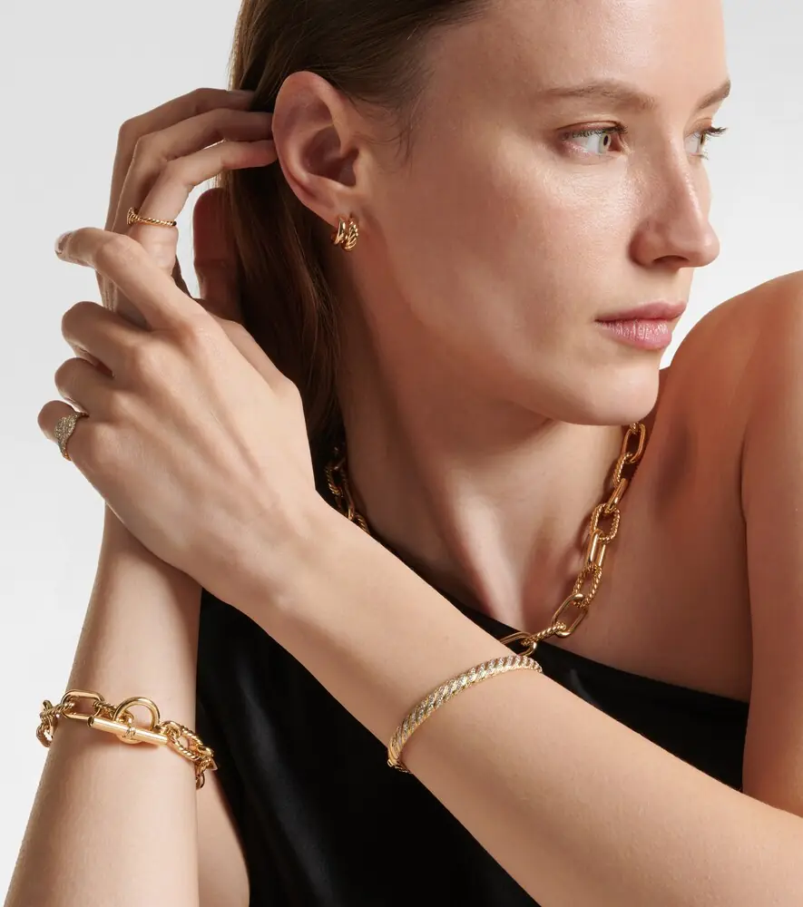 David Yurman Sculpted Cable 18kt gold bangle with diamonds | Thumbnail 5