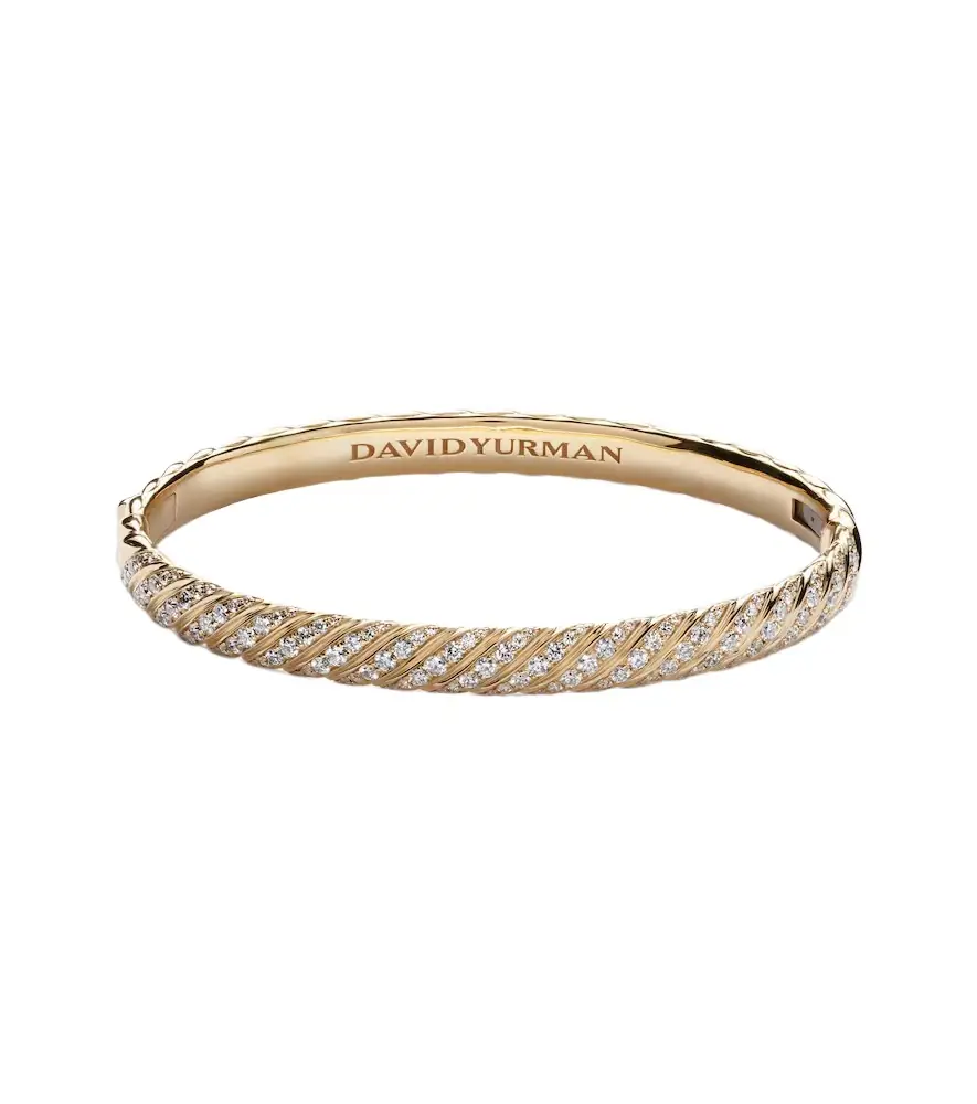 David Yurman Sculpted Cable 18kt gold bangle with diamonds | Image 1 David Yurman Sculpted Cable 18kt gold bangle with diamonds | Image 1