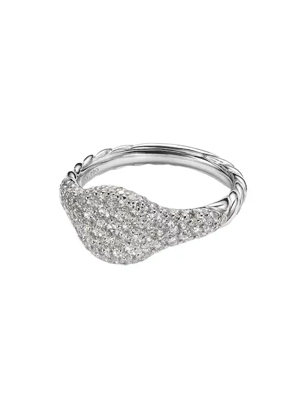 Pavé Petite 18kt white gold pinky ring with diamonds Pavé Petite 18kt white gold pinky ring with diamonds