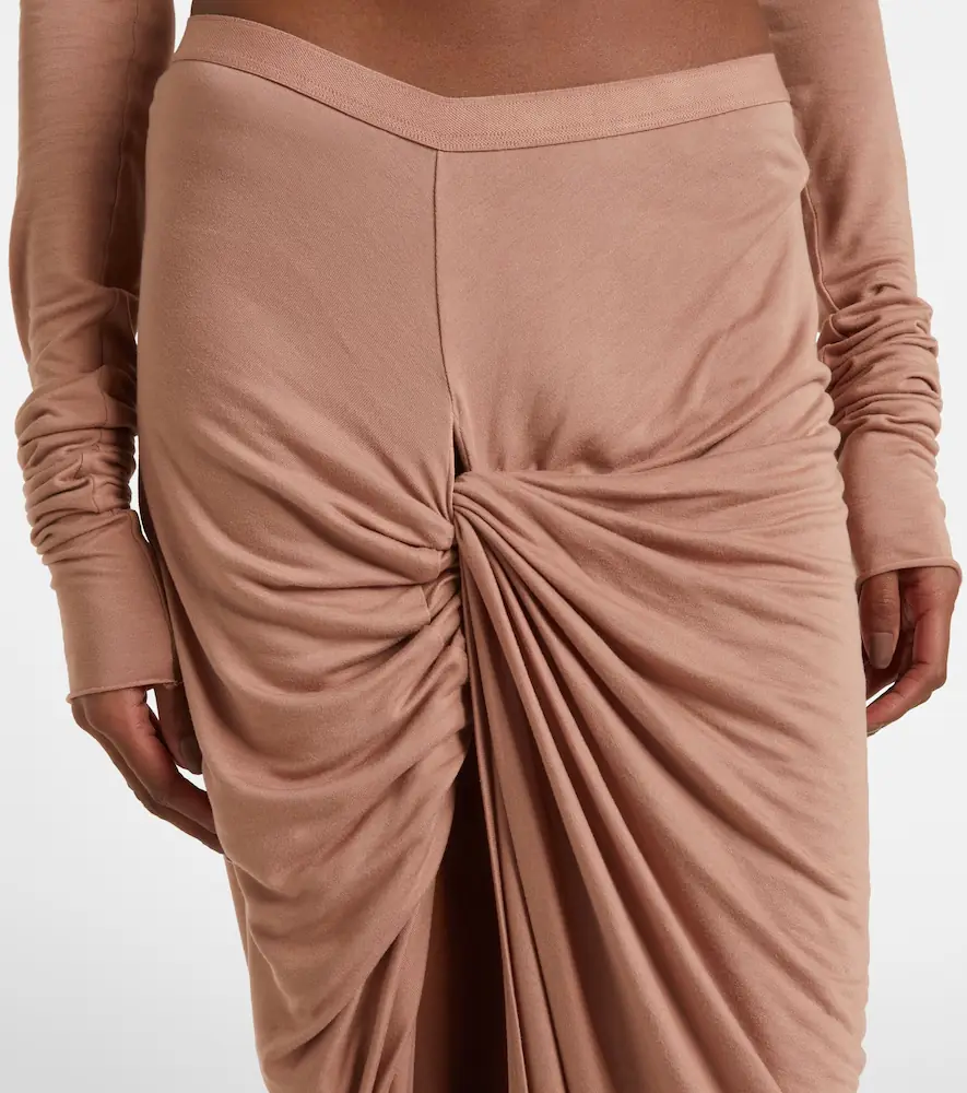 Rick Owens Asymmetric gathered jersey maxi skirt | Thumbnail 2