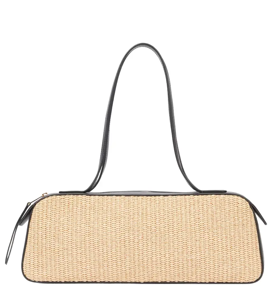 Khaite Simona leather-trimmed raffia shoulder bag | Image 1 Khaite Simona leather-trimmed raffia shoulder bag | Image 1