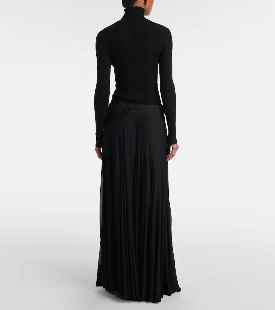 Burberry Pleated cotton-blend maxi skirt | Thumbnail 3