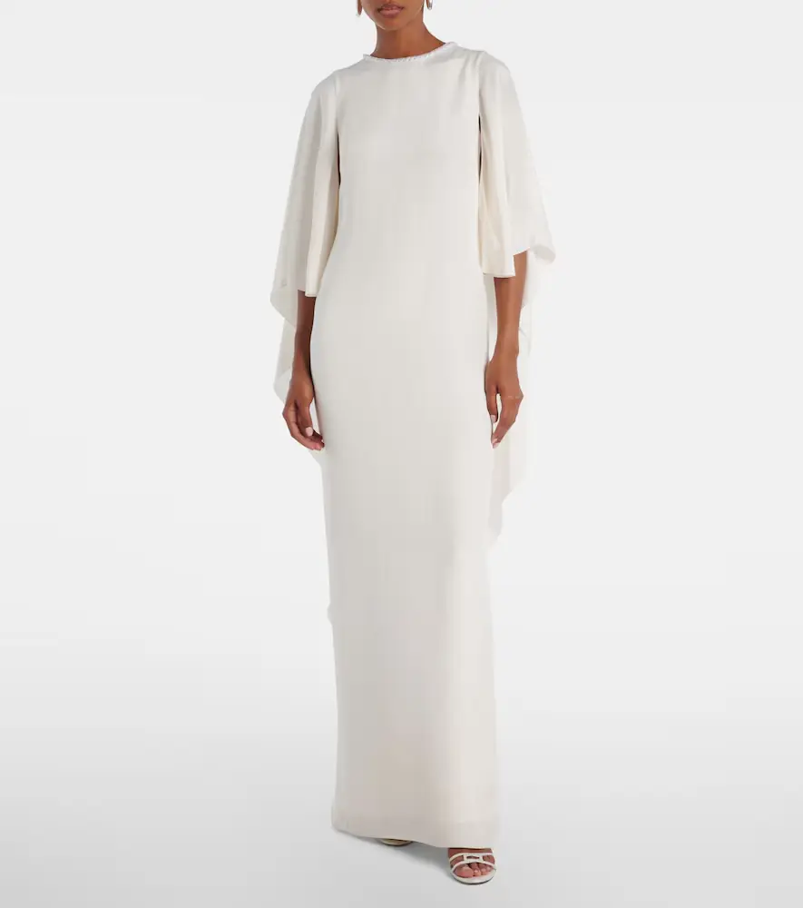Max Mara Poker cape-detail silk gown | Thumbnail 6 Max Mara Poker cape-detail silk gown | Thumbnail 6