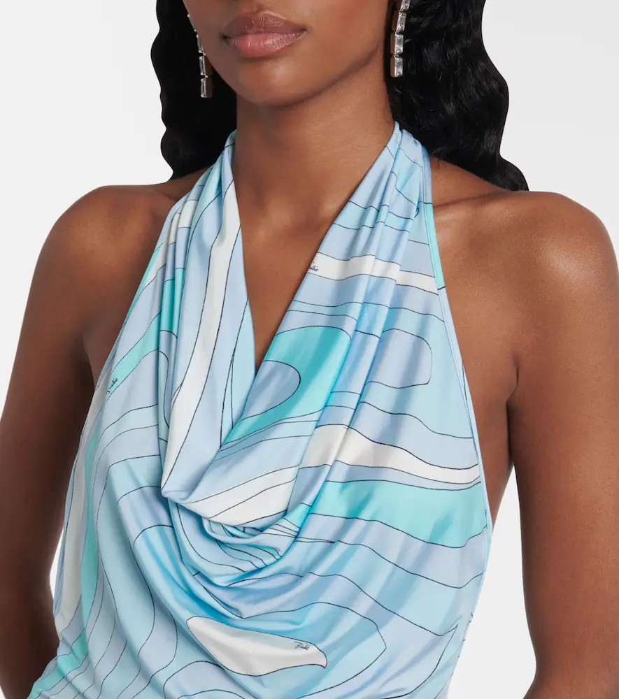 PUCCI Marmo halterneck satin jersey maxi dress | Thumbnail 2