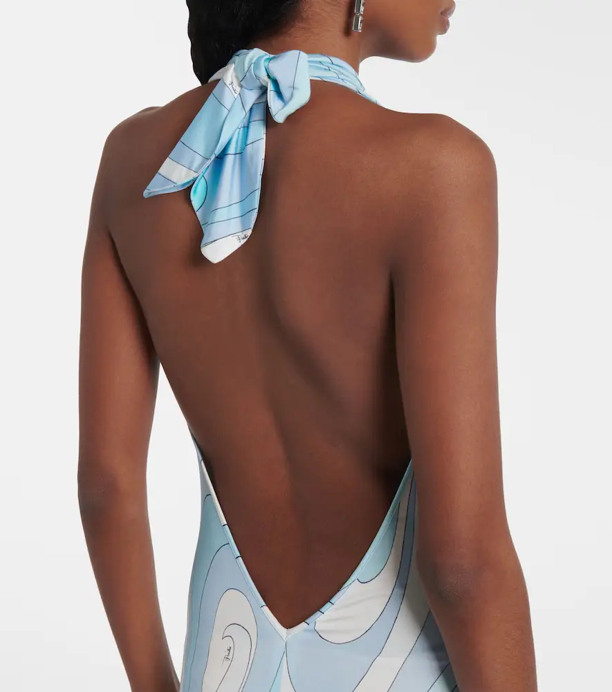 PUCCI Marmo halterneck satin jersey maxi dress | Thumbnail 3