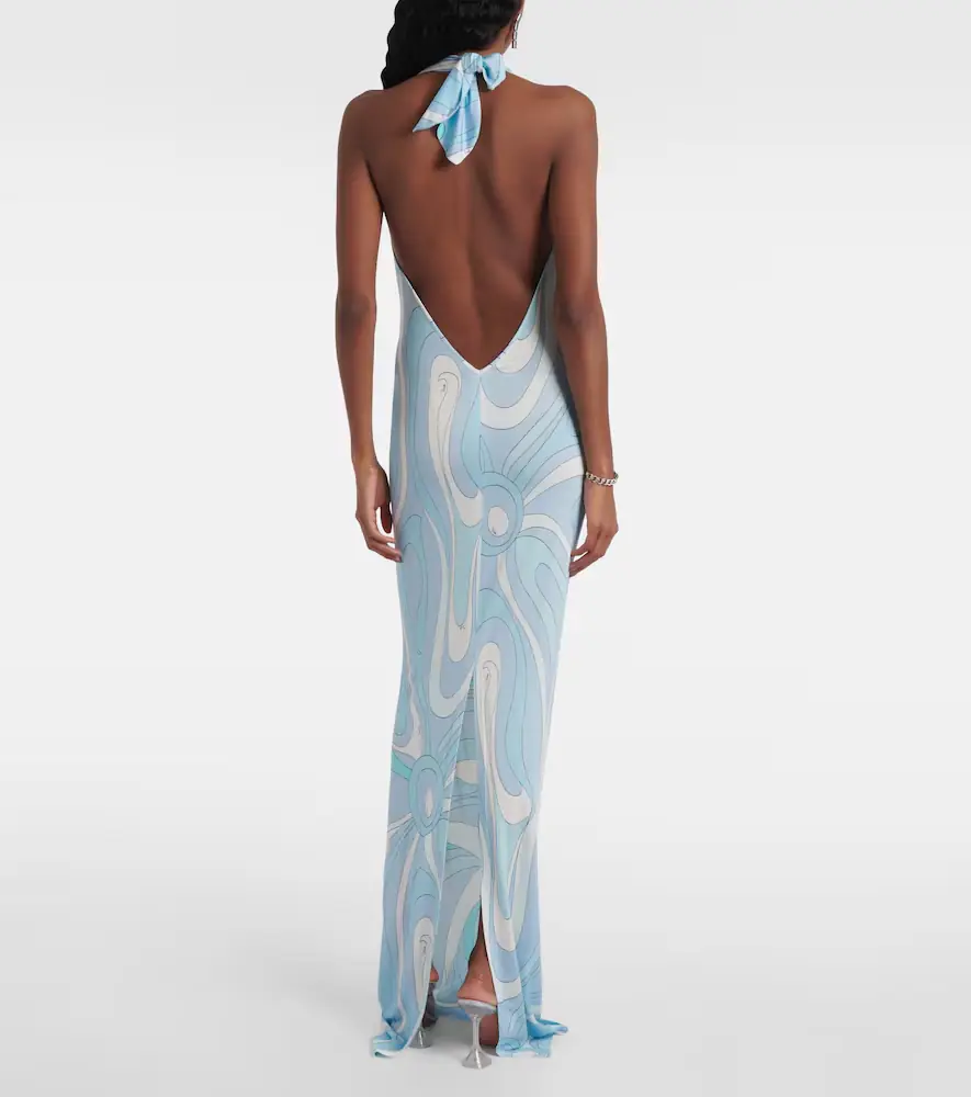 PUCCI Marmo halterneck satin jersey maxi dress | Thumbnail 4