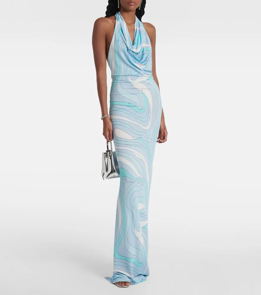 PUCCI Marmo halterneck satin jersey maxi dress | Thumbnail 5