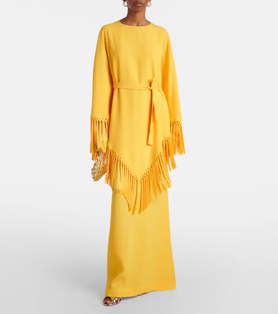 Taller Marmo Fringed crêpe cady kaftan | Thumbnail 2 Taller Marmo Fringed crêpe cady kaftan | Thumbnail 2