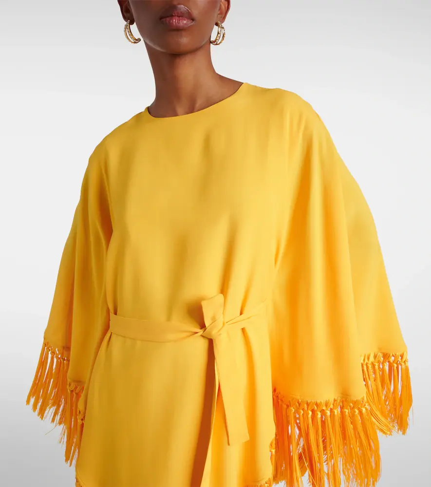 Taller Marmo Fringed crêpe cady kaftan | Thumbnail 3 Taller Marmo Fringed crêpe cady kaftan | Thumbnail 3