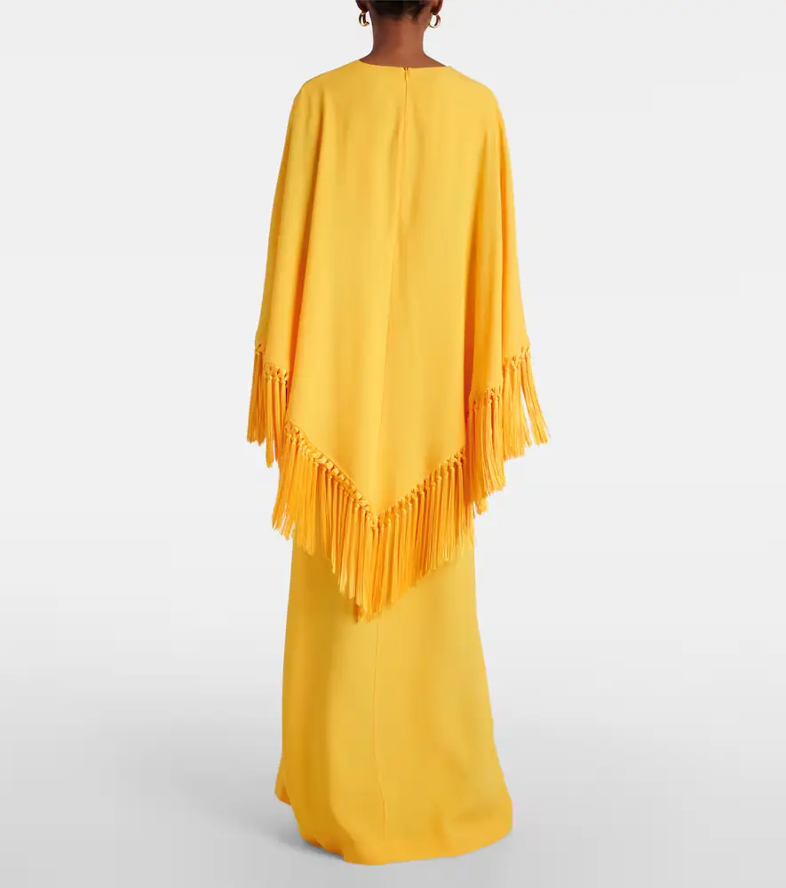 Taller Marmo Fringed crêpe cady kaftan | Thumbnail 4 Taller Marmo Fringed crêpe cady kaftan | Thumbnail 4