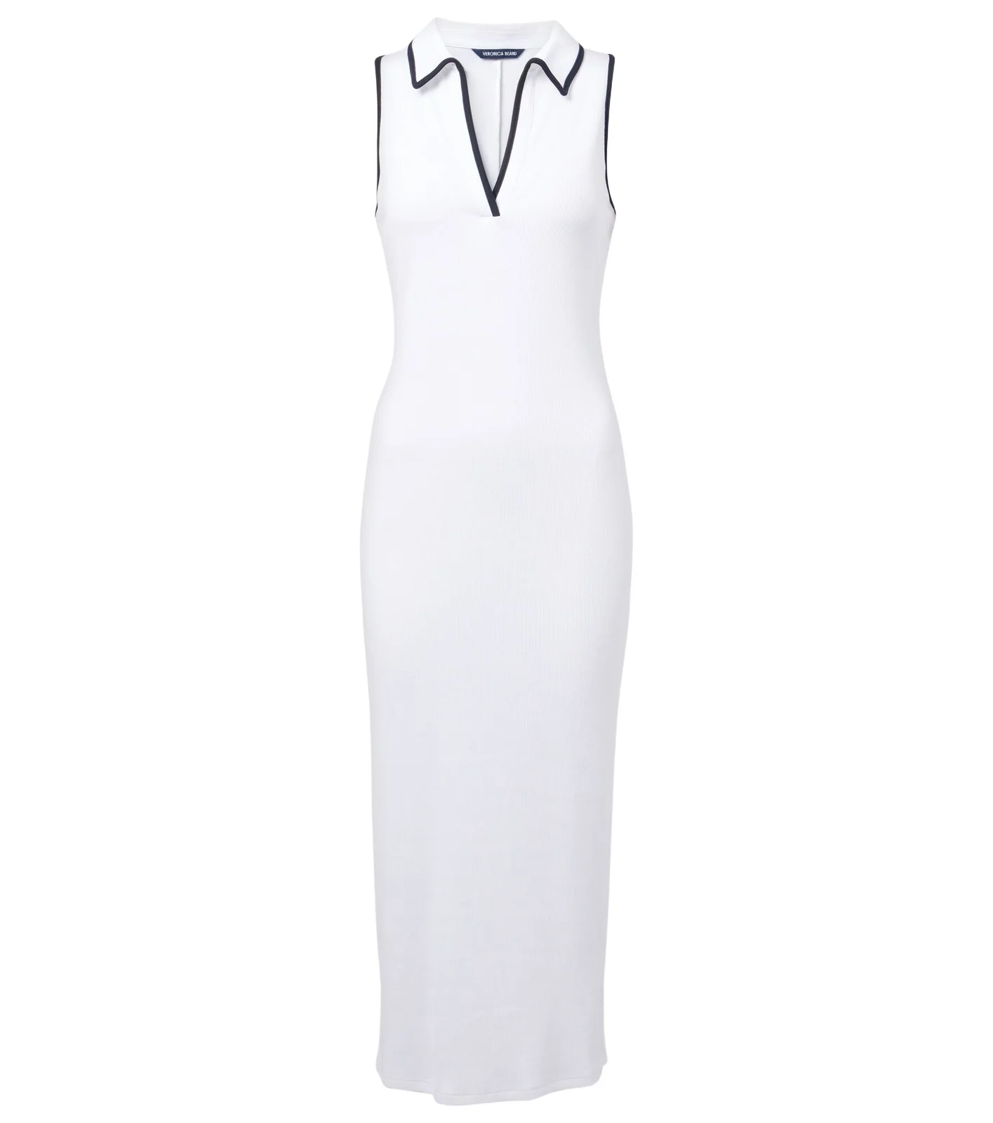 Veronica Beard Darien ribbed-knit cotton-blend polo dress
