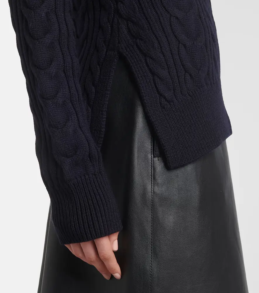 TOTEME Cable-knit wool and cotton turtleneck sweater | Thumbnail 3
