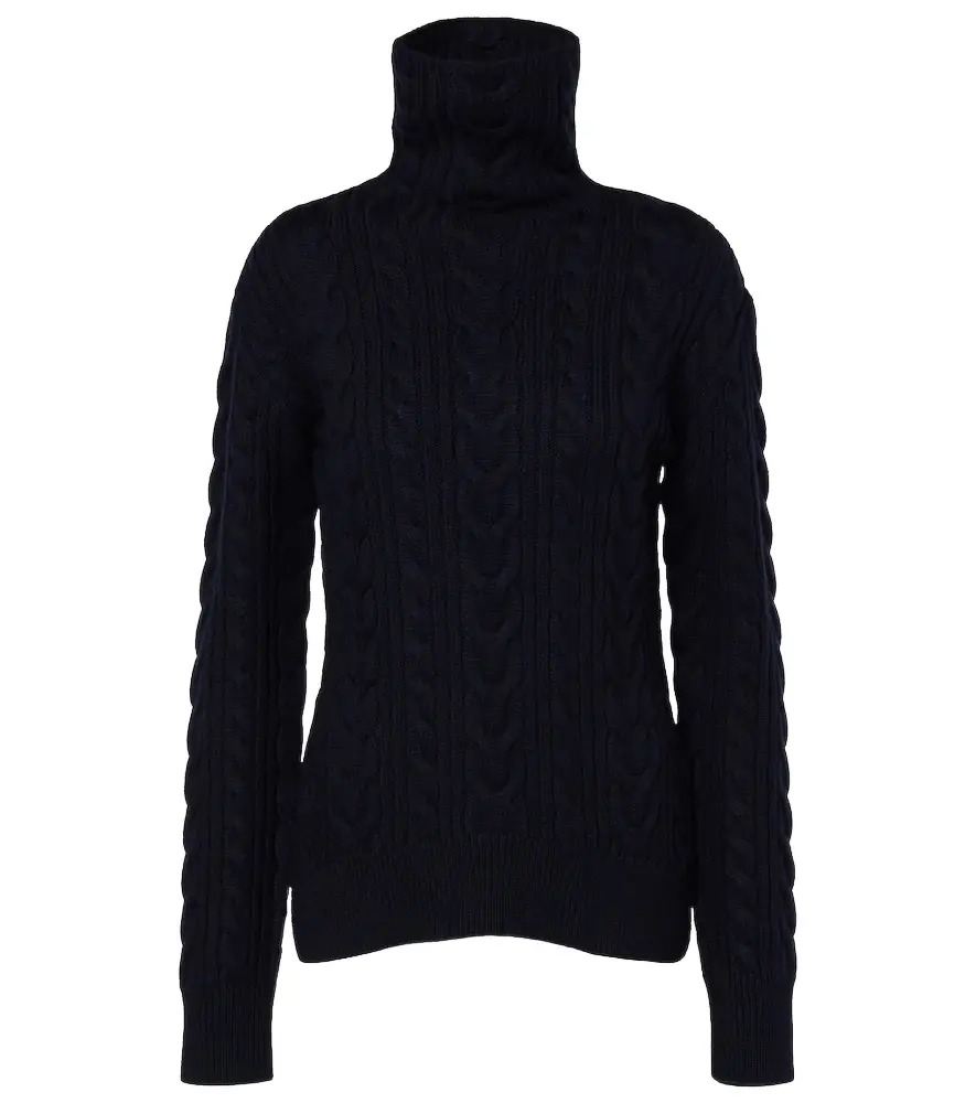 TOTEME Cable-knit wool and cotton turtleneck sweater