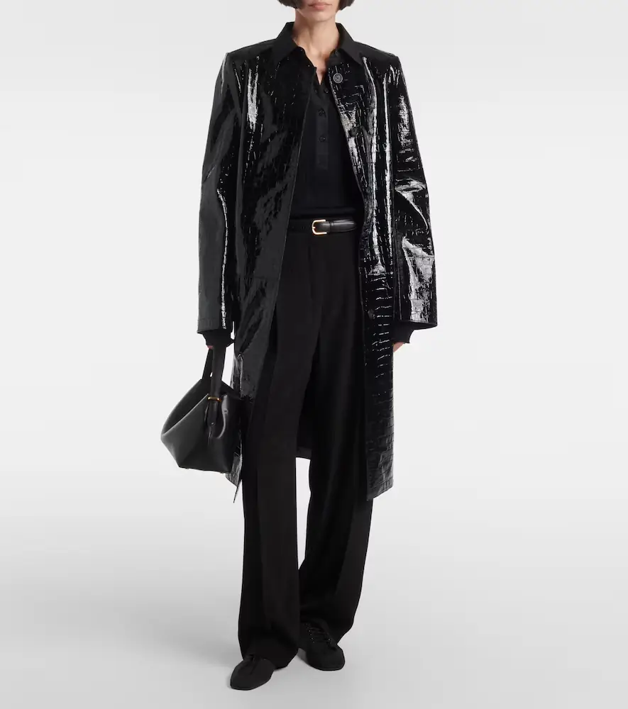 TOTEME Croc-effect embossed leather coat | Thumbnail 3