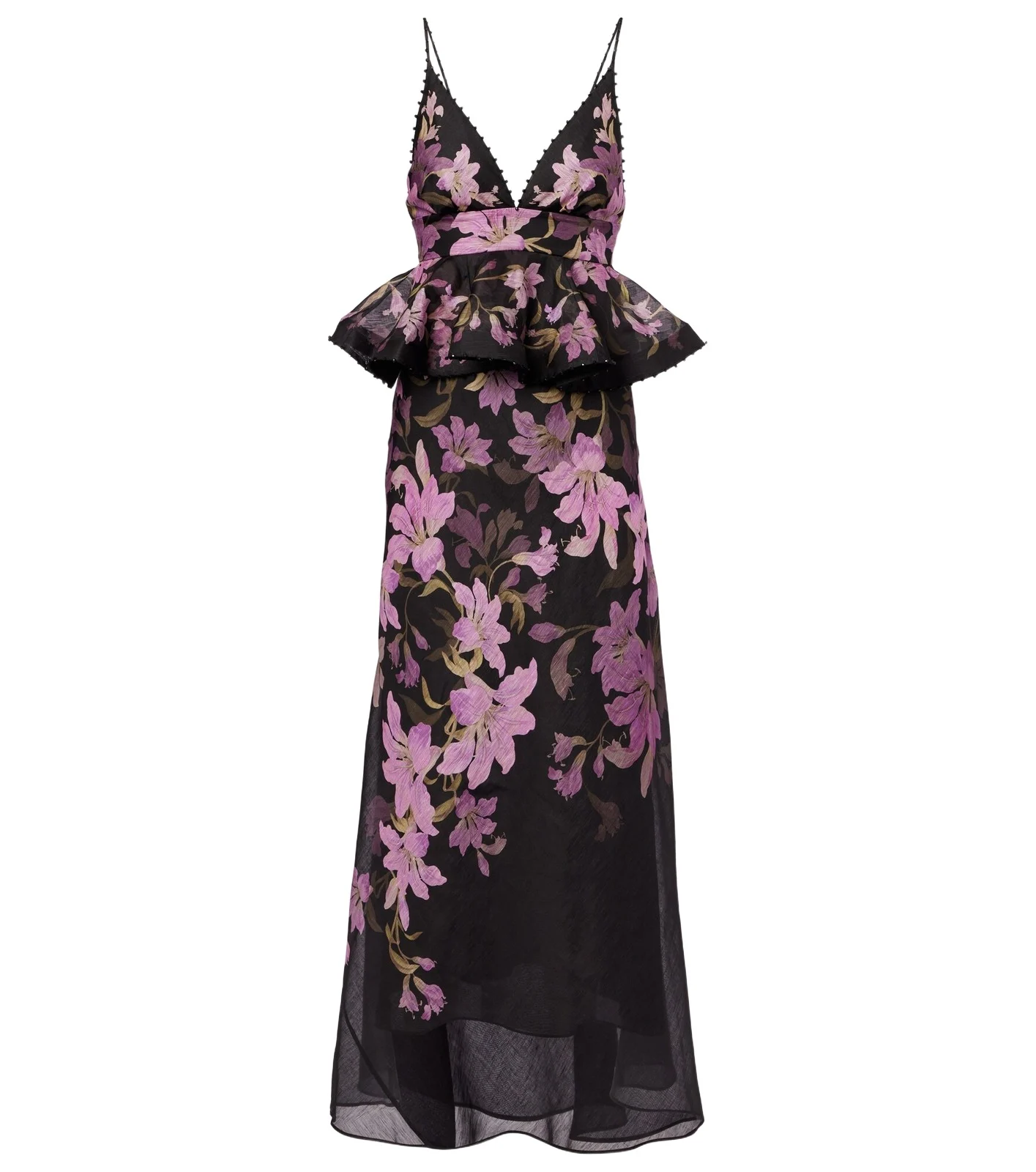 Dawning floral linen and silk gown
