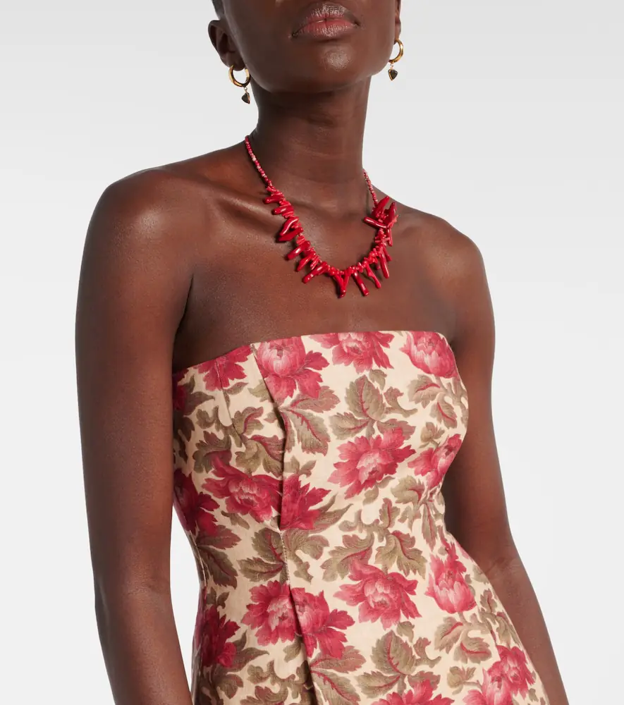 Posse Rosalie floral linen bustier dress | Thumbnail 3