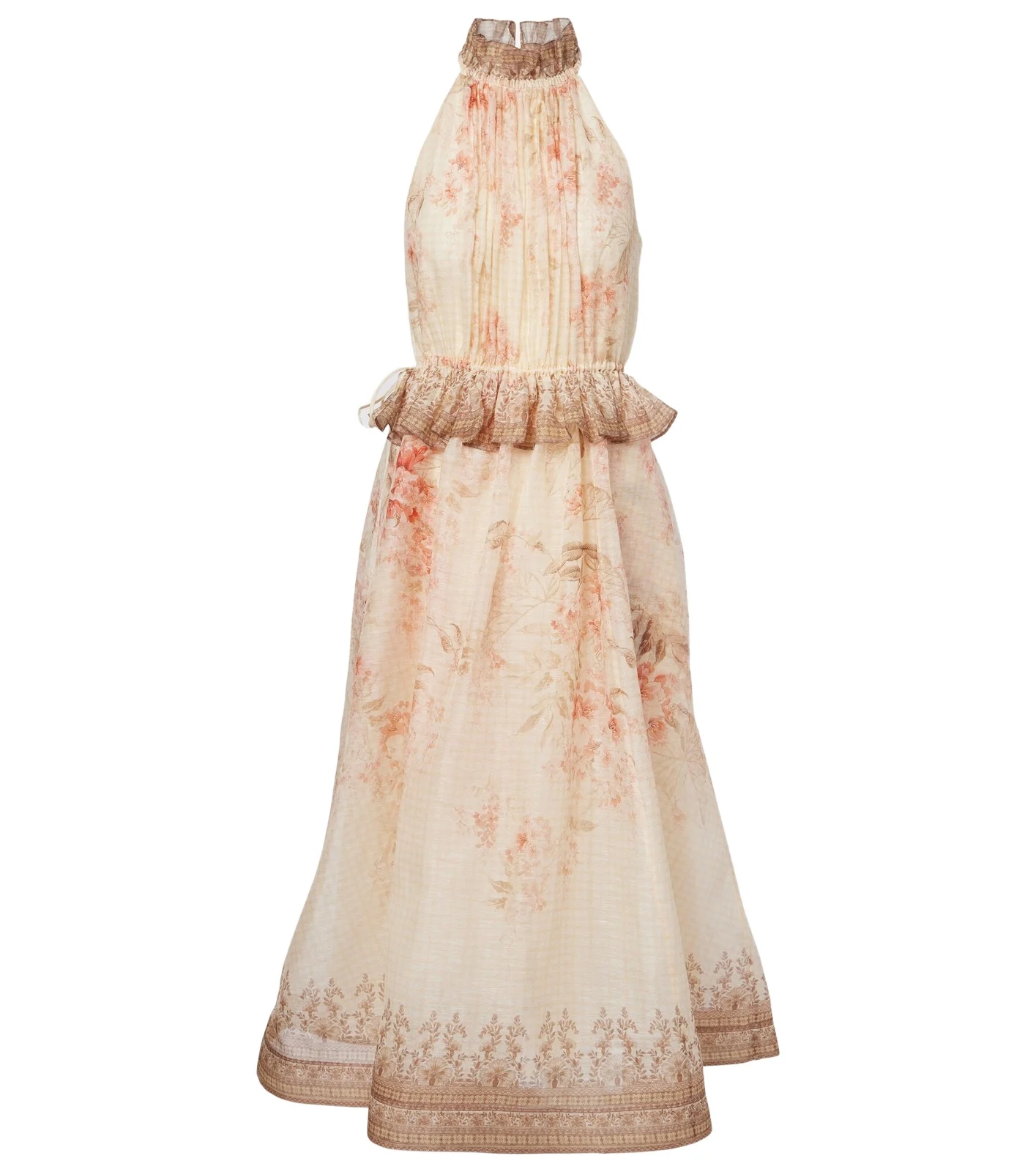 Illuminate floral linen and silk midi dress