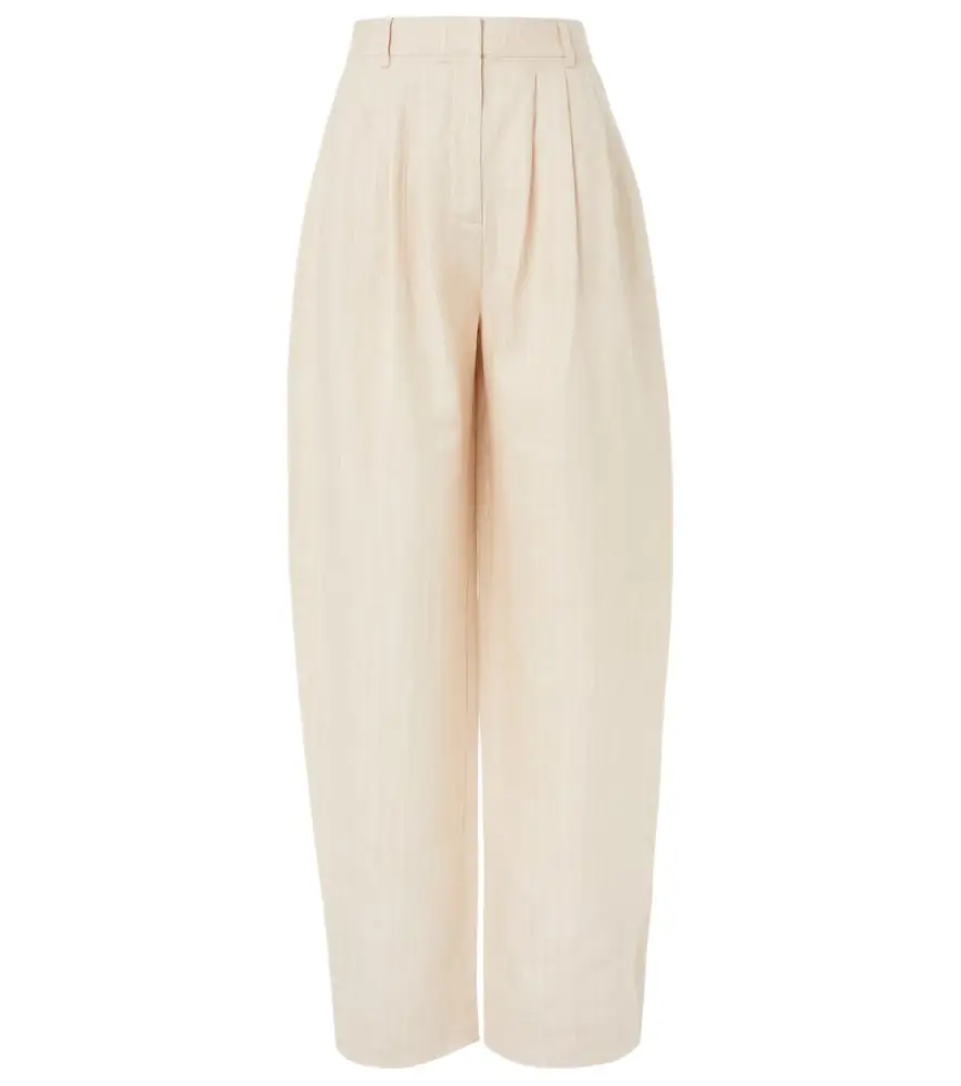 Posse Lucille pinstripe linen barrel-leg pants