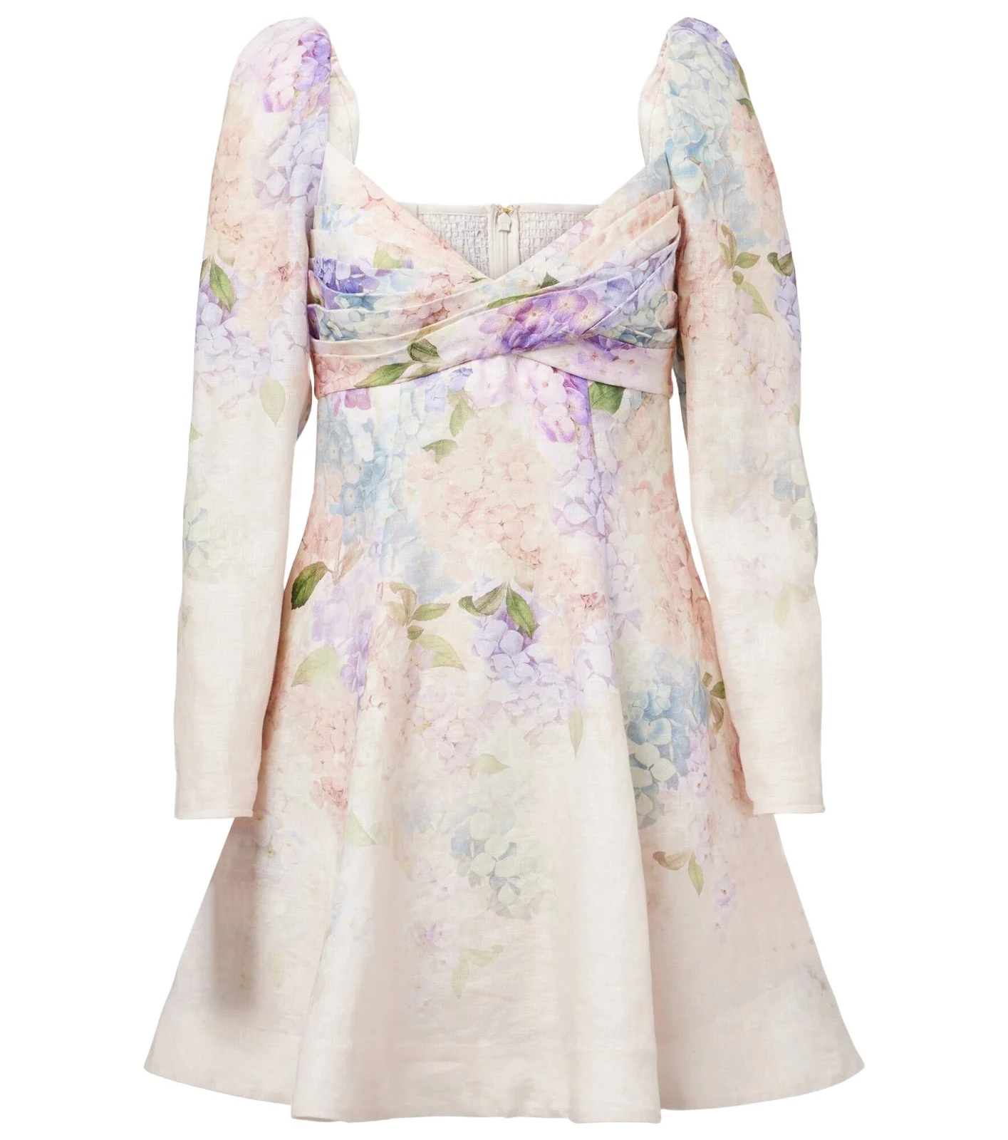 Dawning floral puff-sleeve linen minidress Dawning floral puff-sleeve linen minidress