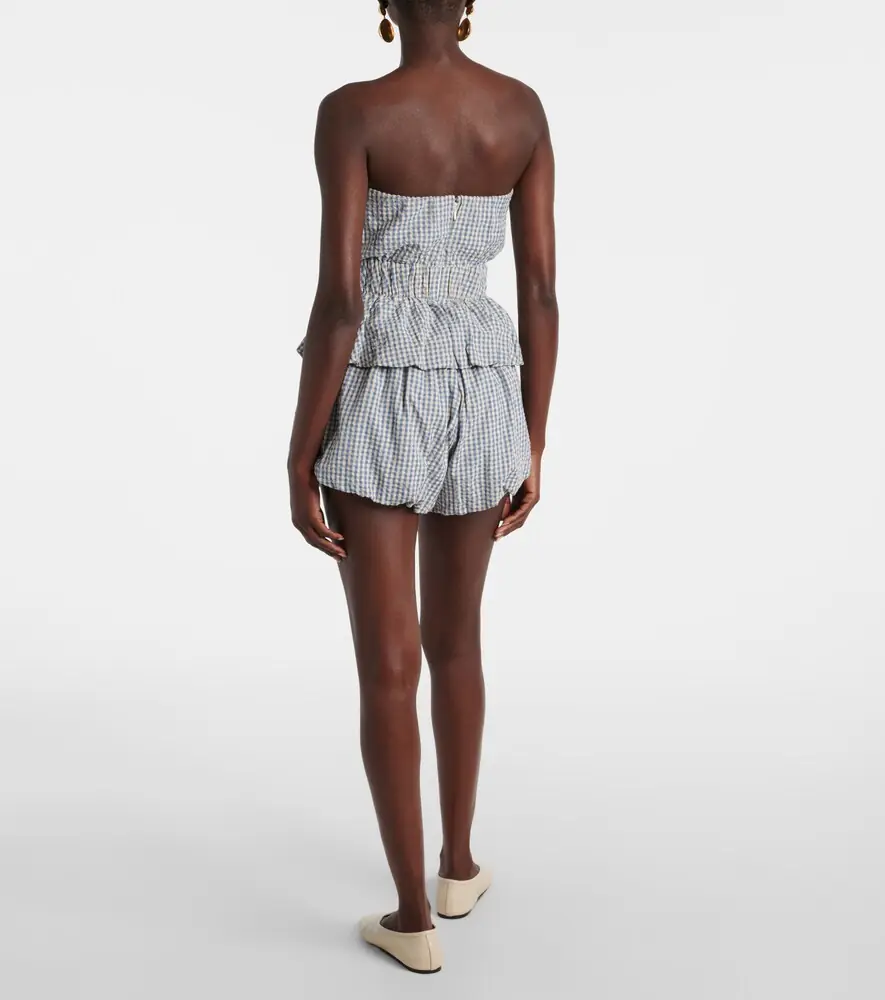 Posse Aurelia gingham strapless cotton top | Thumbnail 4