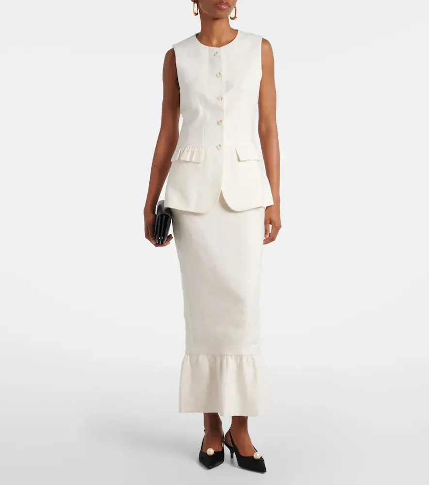 Posse Matilda tiered linen pencil skirt | Thumbnail 4