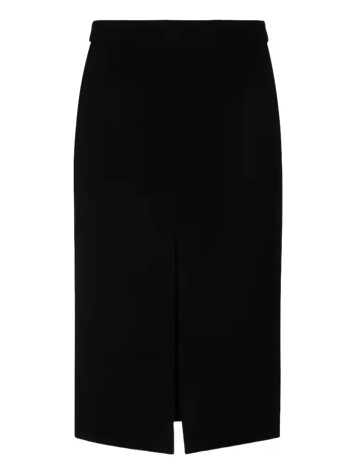 High-rise wool midi skirt