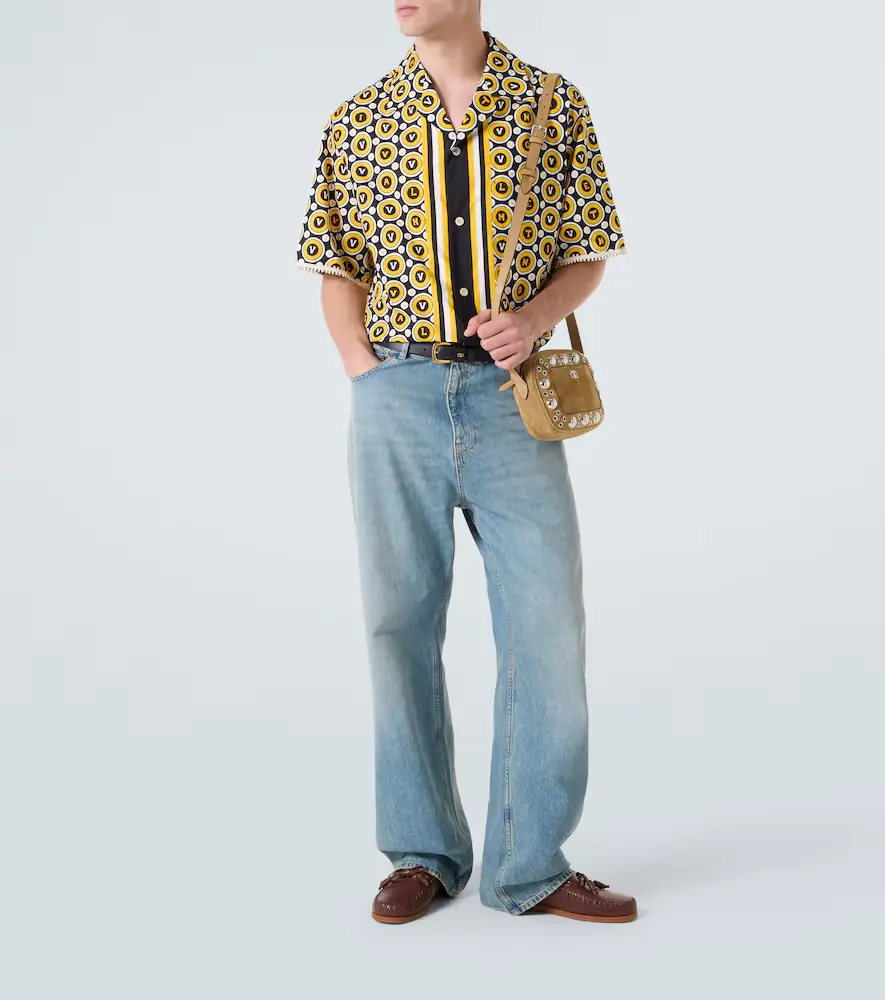 Valentino Garavani Bulles Royales cotton poplin bowling shirt | Thumbnail 3