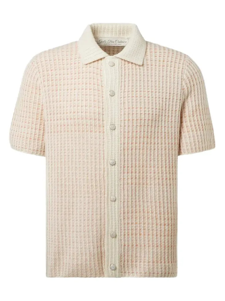 Noble waffle-knit cashmere polo shirt Noble waffle-knit cashmere polo shirt