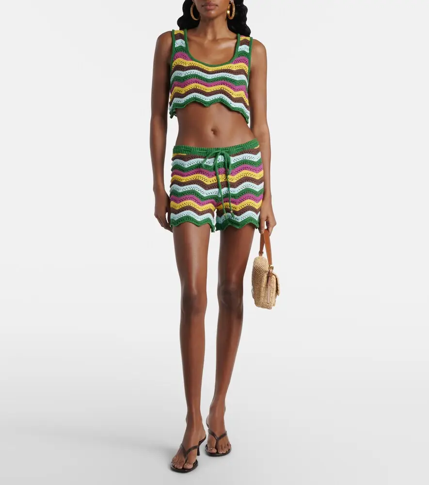 Bananhot Kim striped crochet cotton-blend shorts | Thumbnail 3