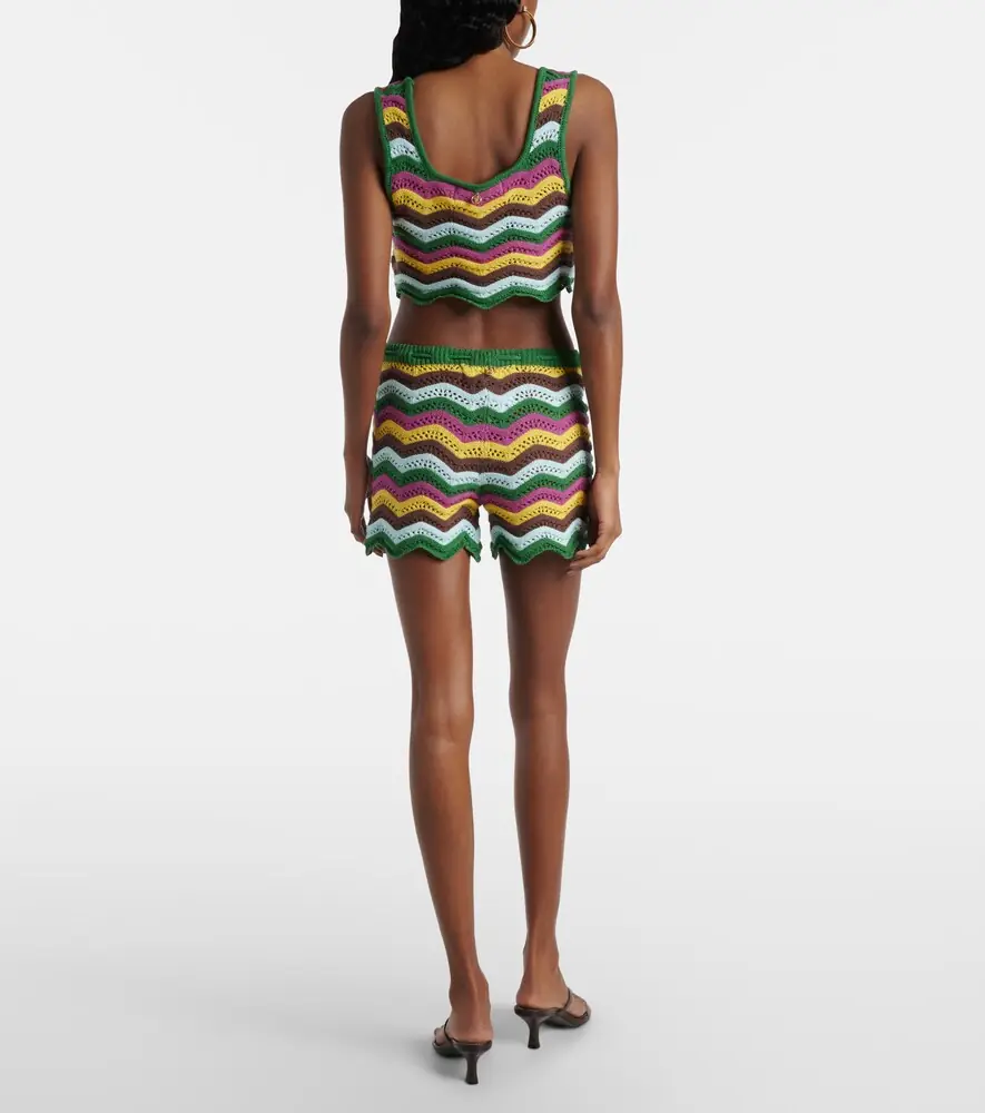 Bananhot Kim striped crochet cotton-blend shorts | Thumbnail 4