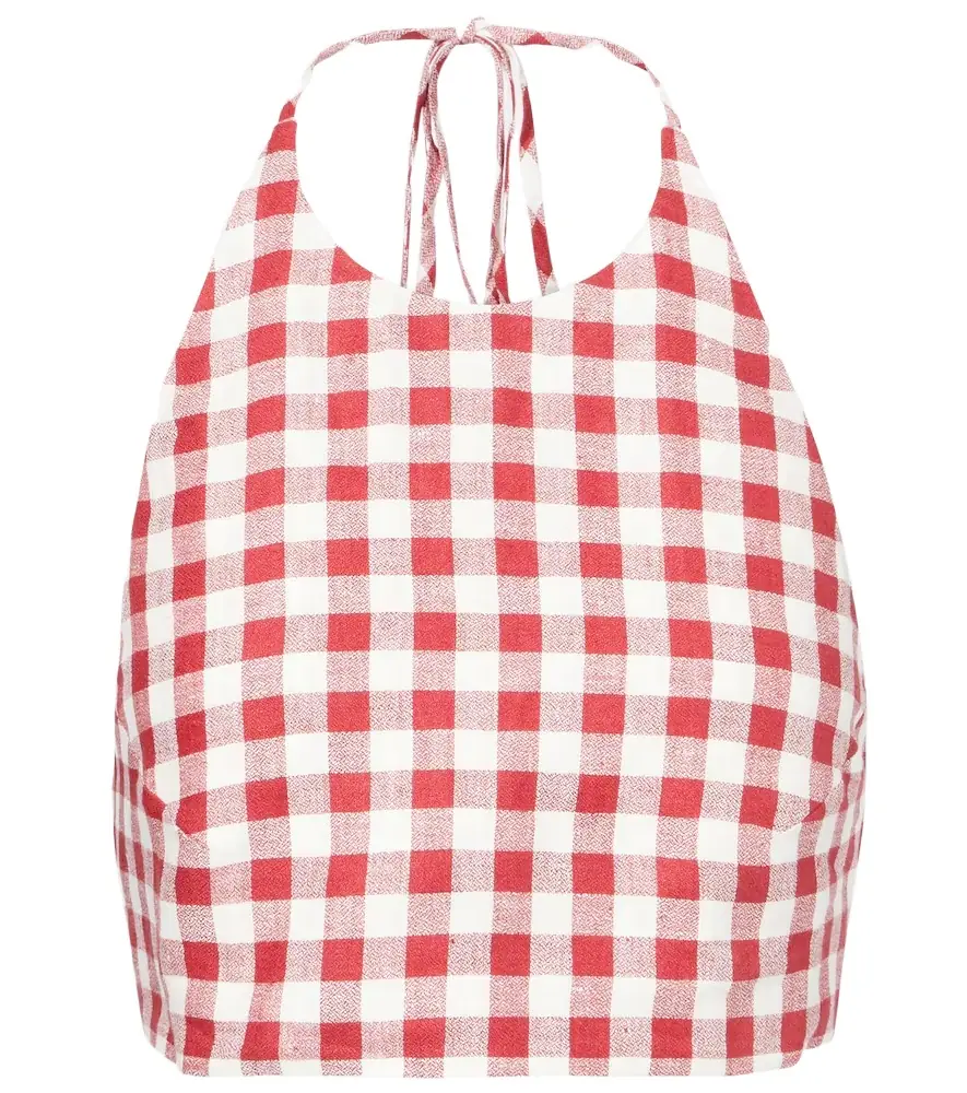 ASCENO Marseille gingham linen crop top