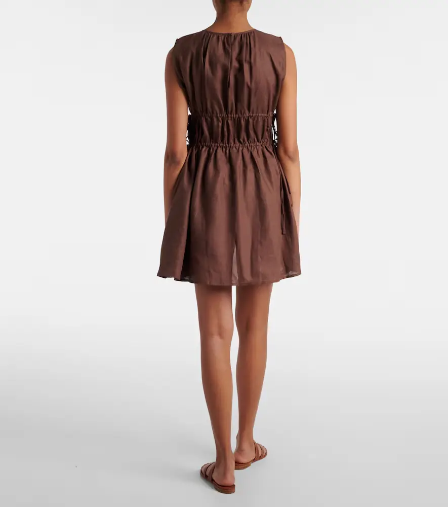 ASCENO Gathered linen minidress | Thumbnail 4