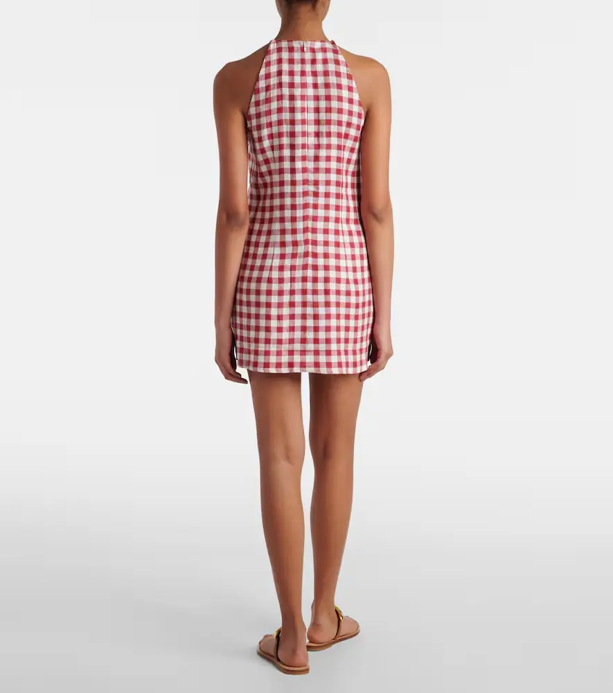 ASCENO Antiqua gingham linen minidress | Thumbnail 4