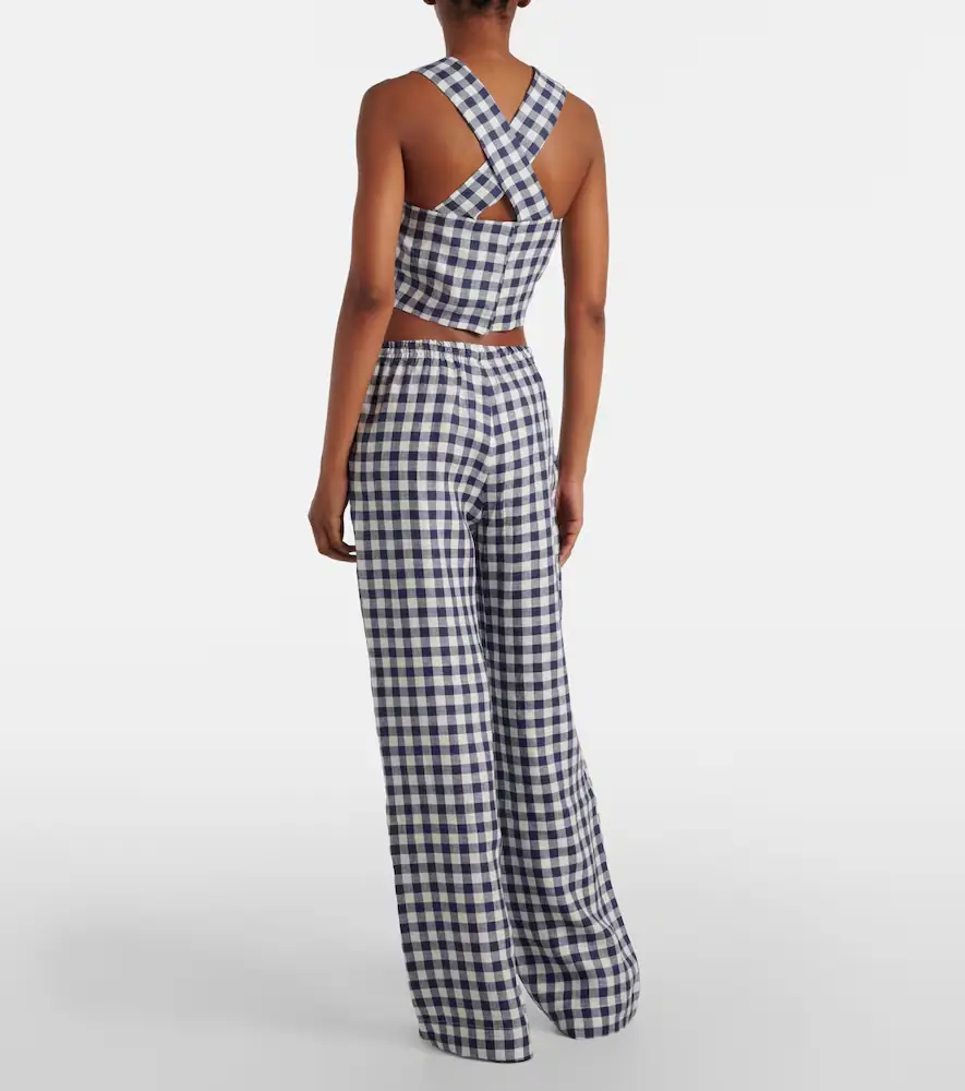 ASCENO Aurelia gingham linen wide-leg pants | Thumbnail 2 ASCENO Aurelia gingham linen wide-leg pants | Thumbnail 2